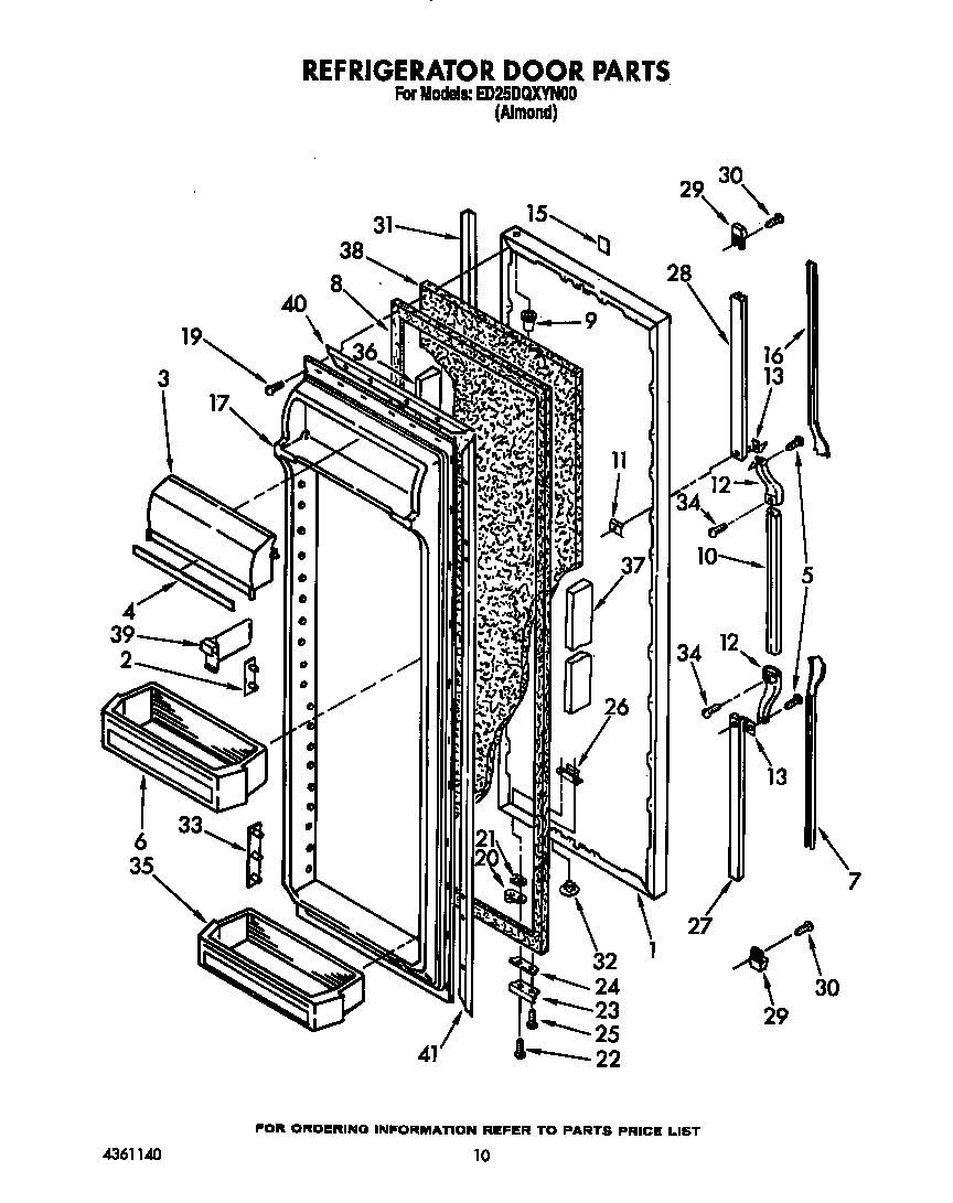 Whirlpool ED25DQXYW00 refrigerator door diagram