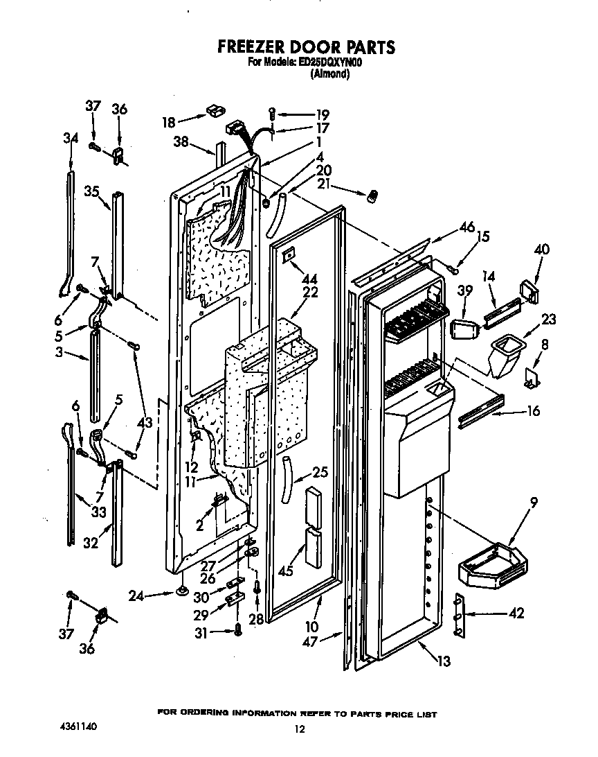 Whirlpool ED25DQXYW00 freezer door diagram