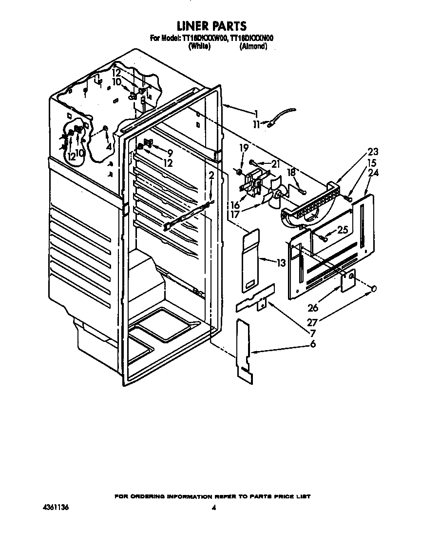Estate TT16DKXXW00 liner diagram