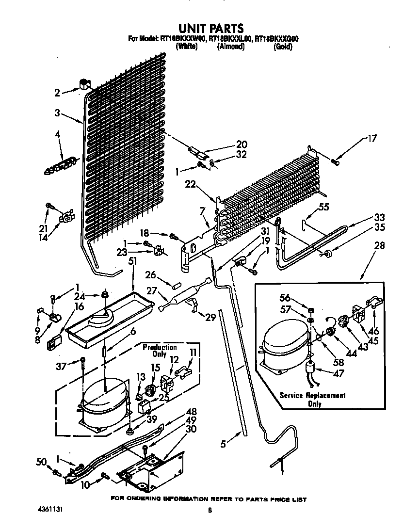 Roper RT18BKXXW00 unit diagram