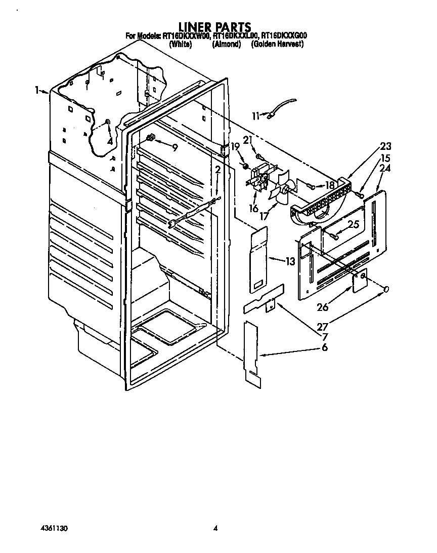 Roper RT16DKYXW00 liner diagram