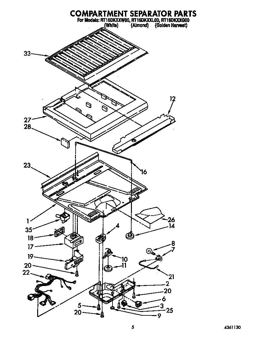 Roper RT16DKYXW00 compartment separator diagram
