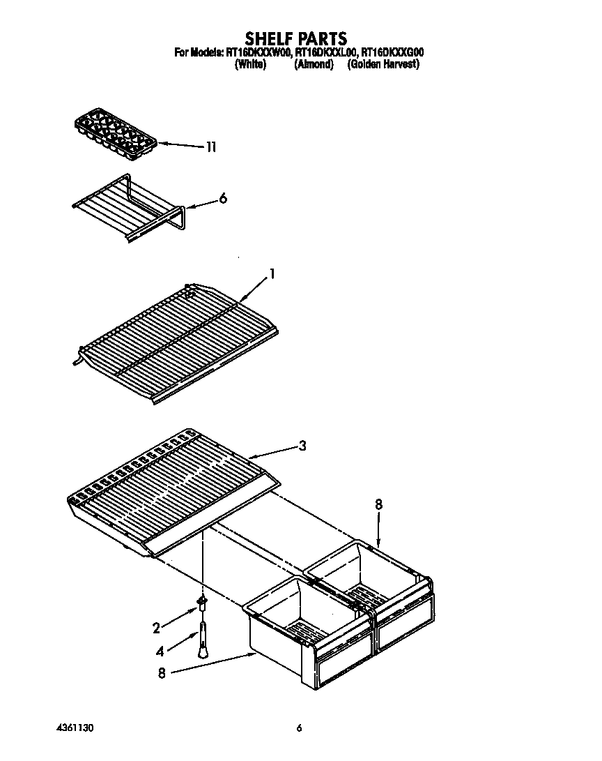 Roper RT16DKYXW00 shelf diagram