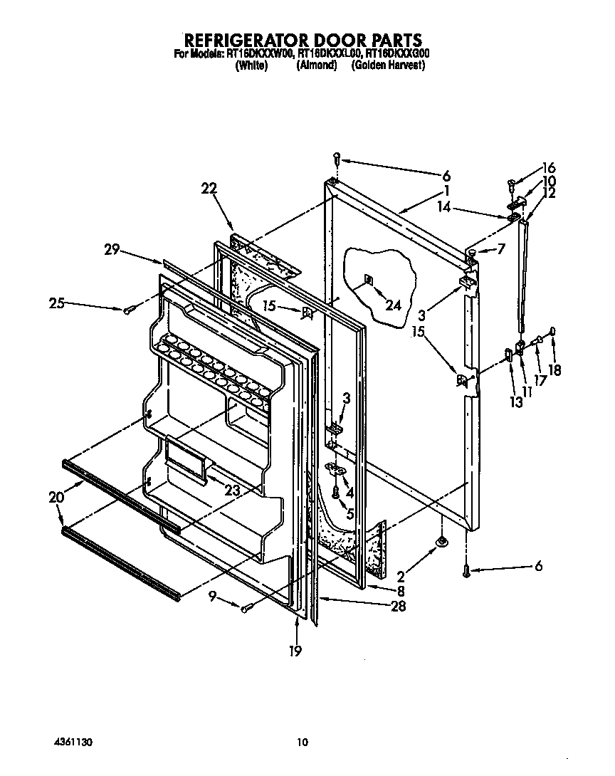 Roper RT16DKYXW00 refrigerator door diagram