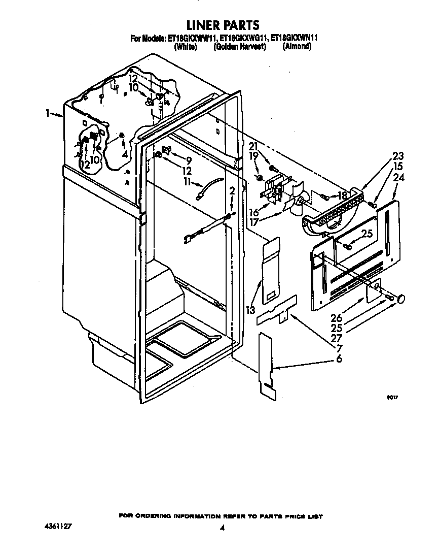 Whirlpool ET18GKXWW11 liner diagram