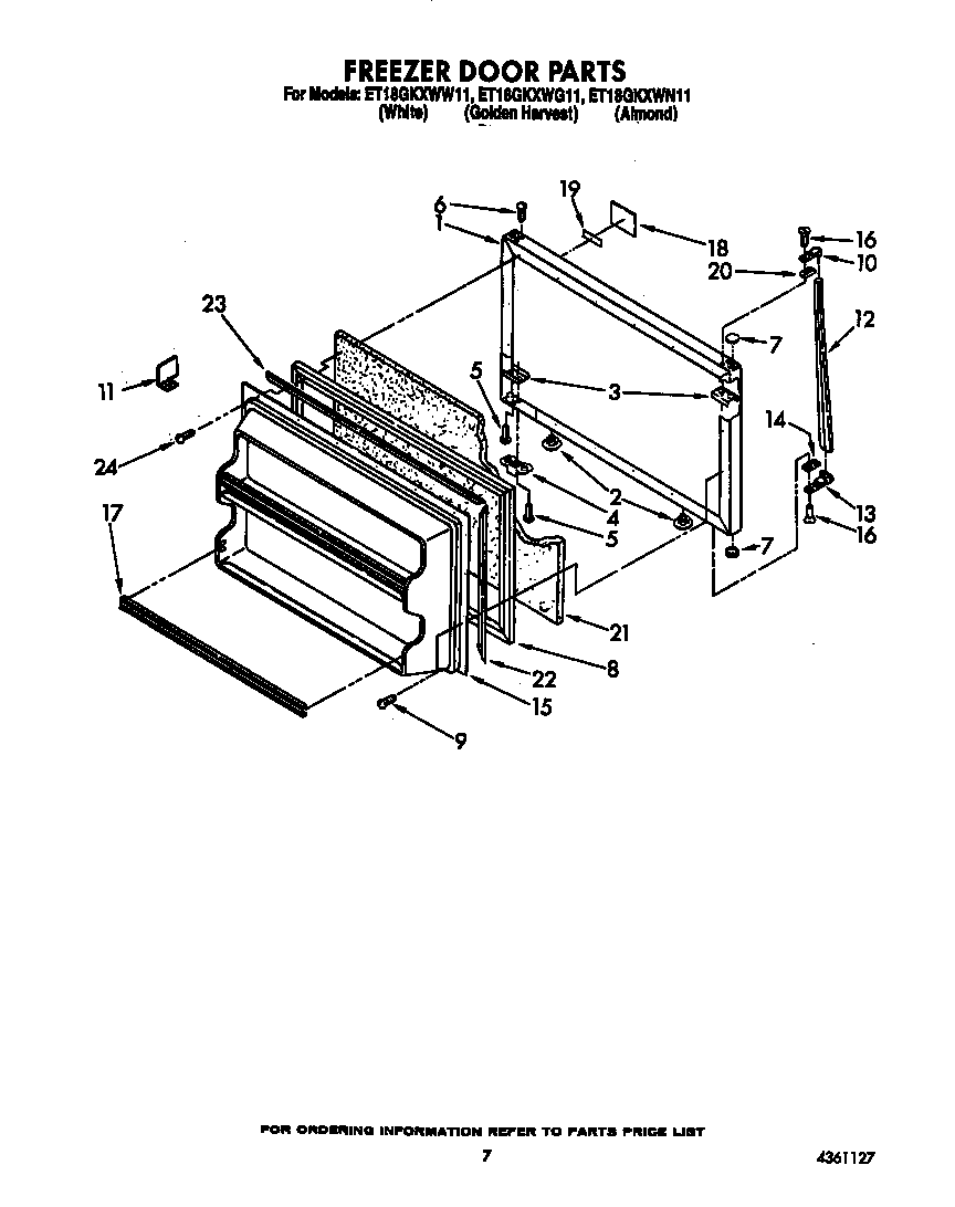 Whirlpool ET18GKXWW11 freezer door diagram