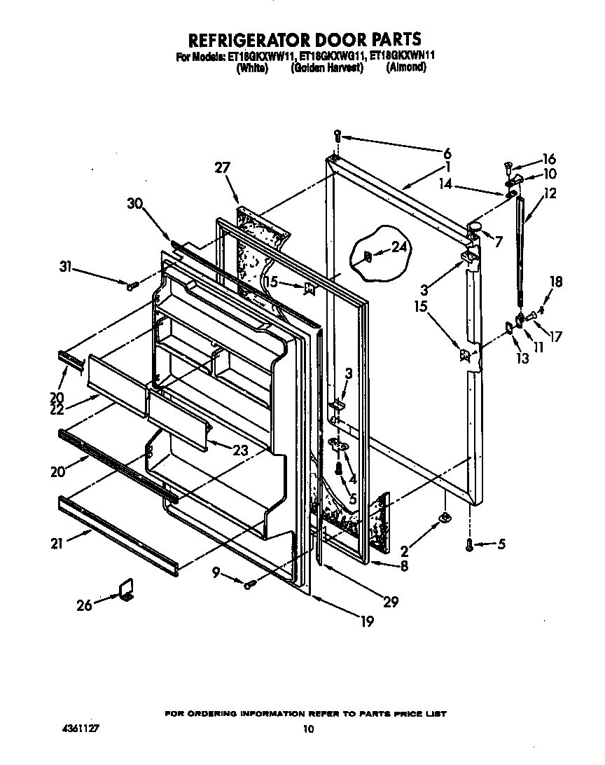 Whirlpool ET18GKXWW11 refrigerator door diagram