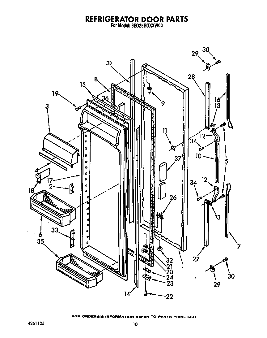 Whirlpool 8ED25RQXXW00 refrigerator door diagram