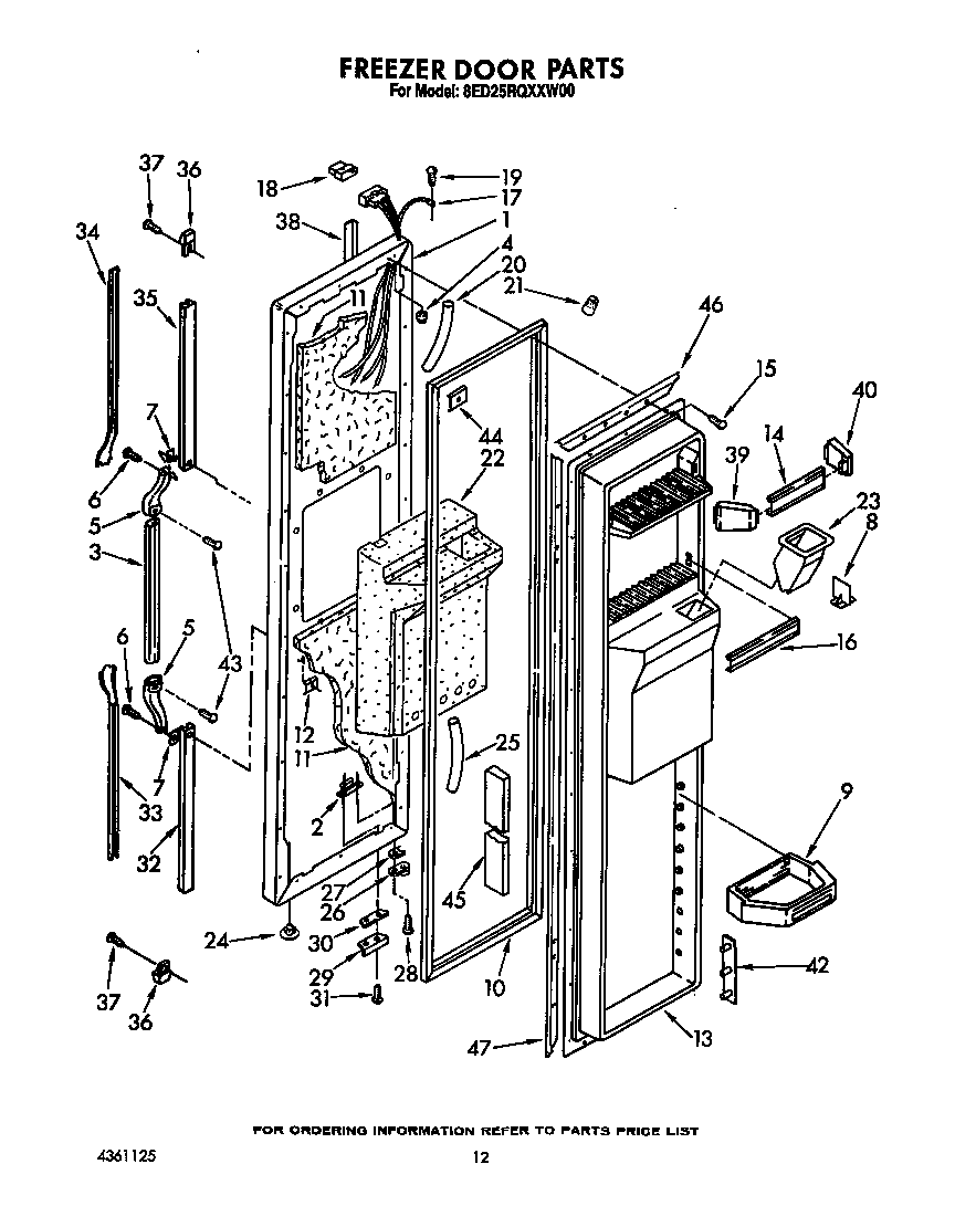 Whirlpool 8ED25RQXXW00 freezer door diagram