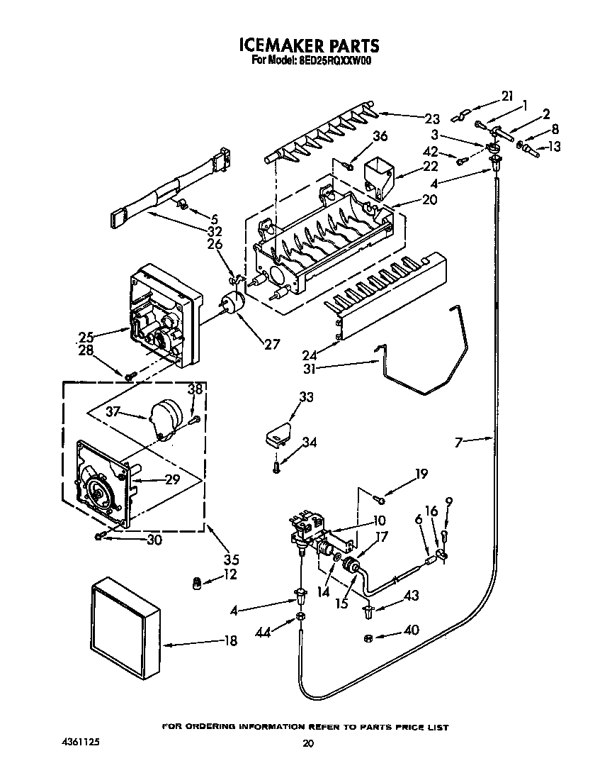 Whirlpool 8ED25RQXXW00 icemaker diagram