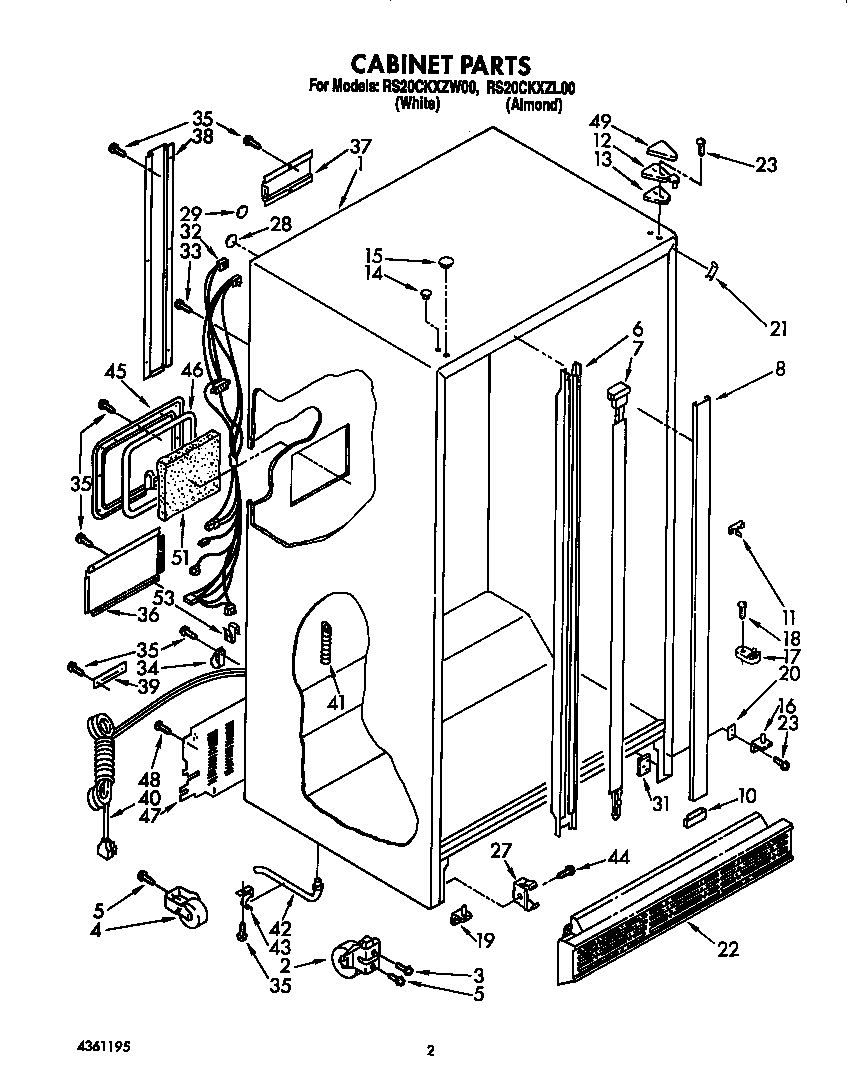 Roper RS20CKXZW00 cabinet diagram