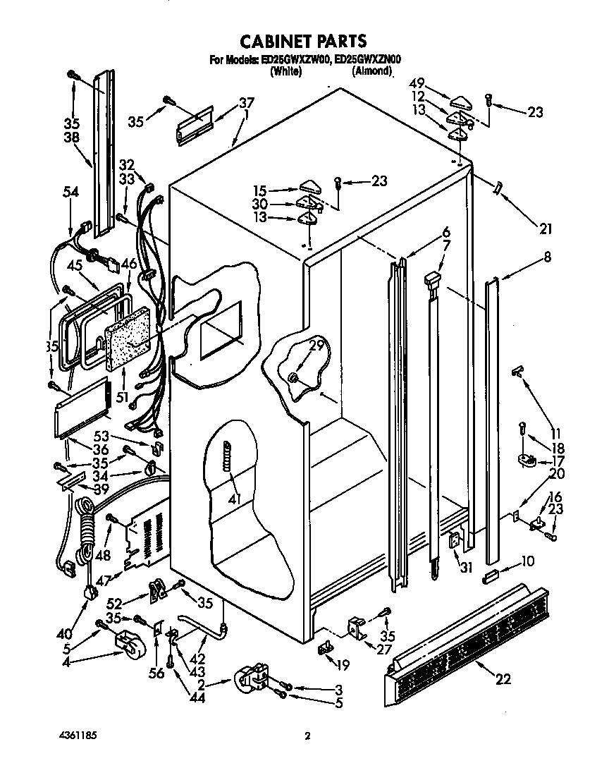 Whirlpool ED25GWXZW00 cabinet diagram
