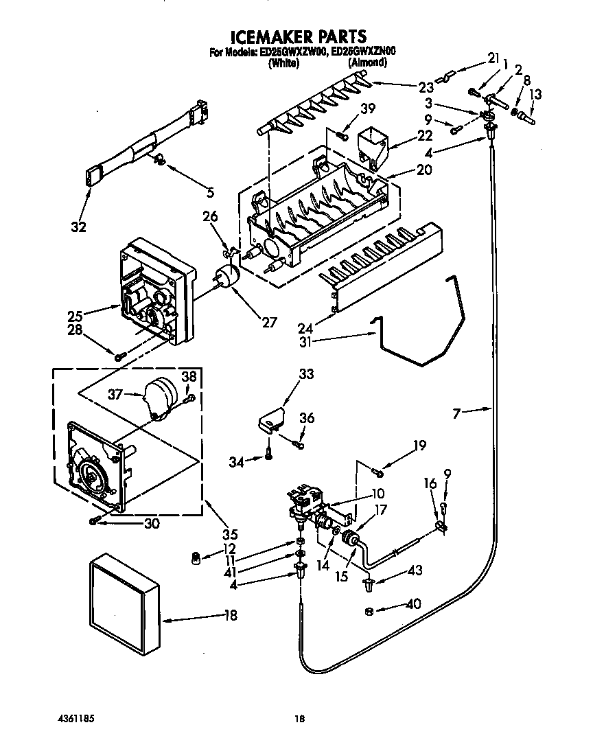 Whirlpool ED25GWXZW00 icemaker diagram