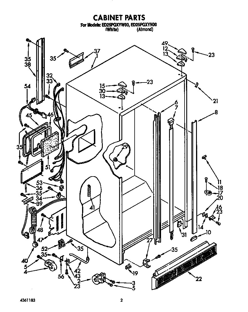 Whirlpool ED25PQXYW00 cabinet diagram