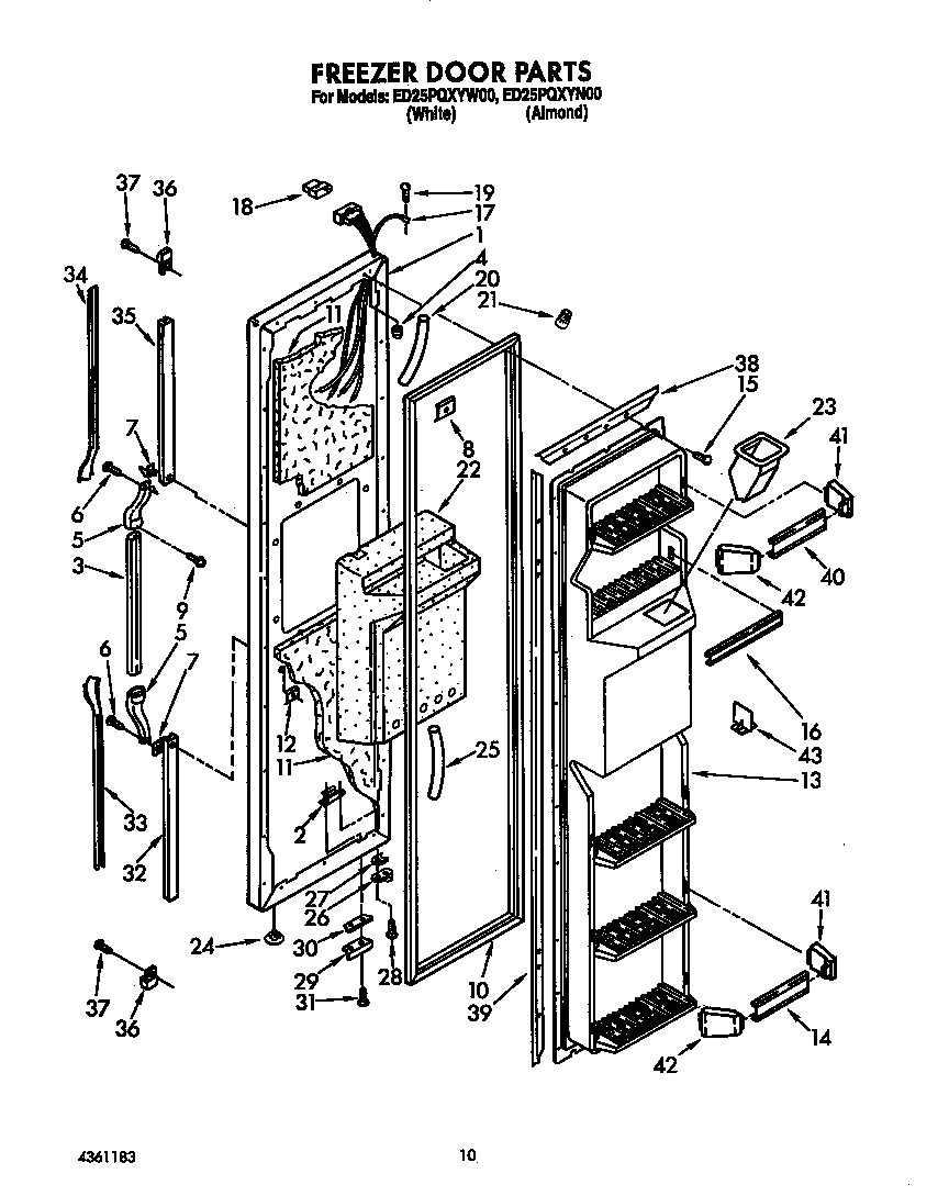 Whirlpool ED25PQXYW00 freezer door diagram