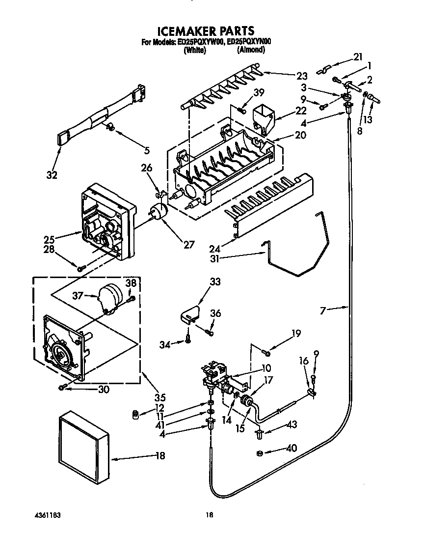 Whirlpool ED25PQXYW00 icemaker diagram