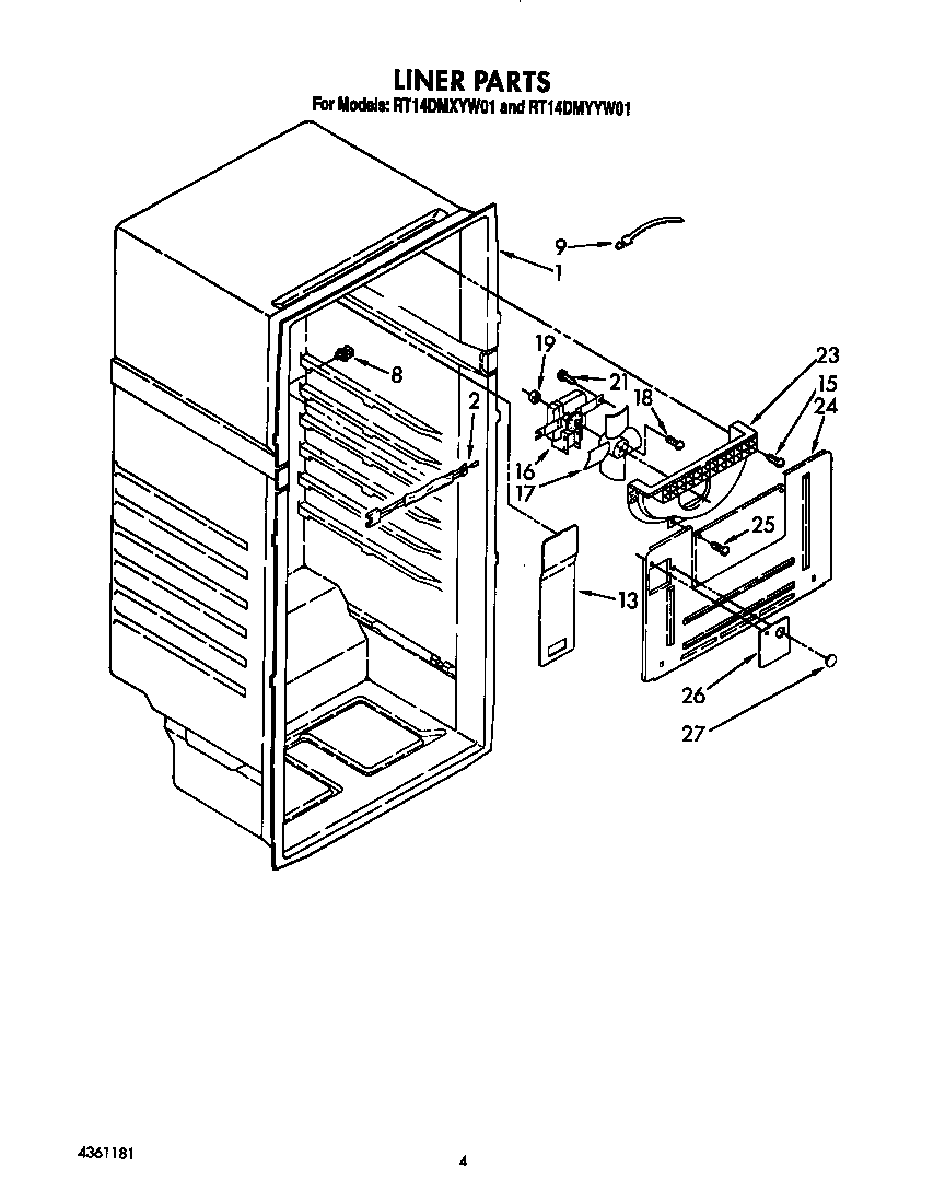 Roper RT14DMYYW01 liner diagram