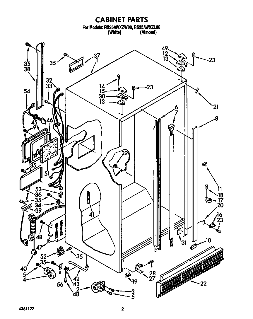 Roper RS25AWXZW00 cabinet diagram