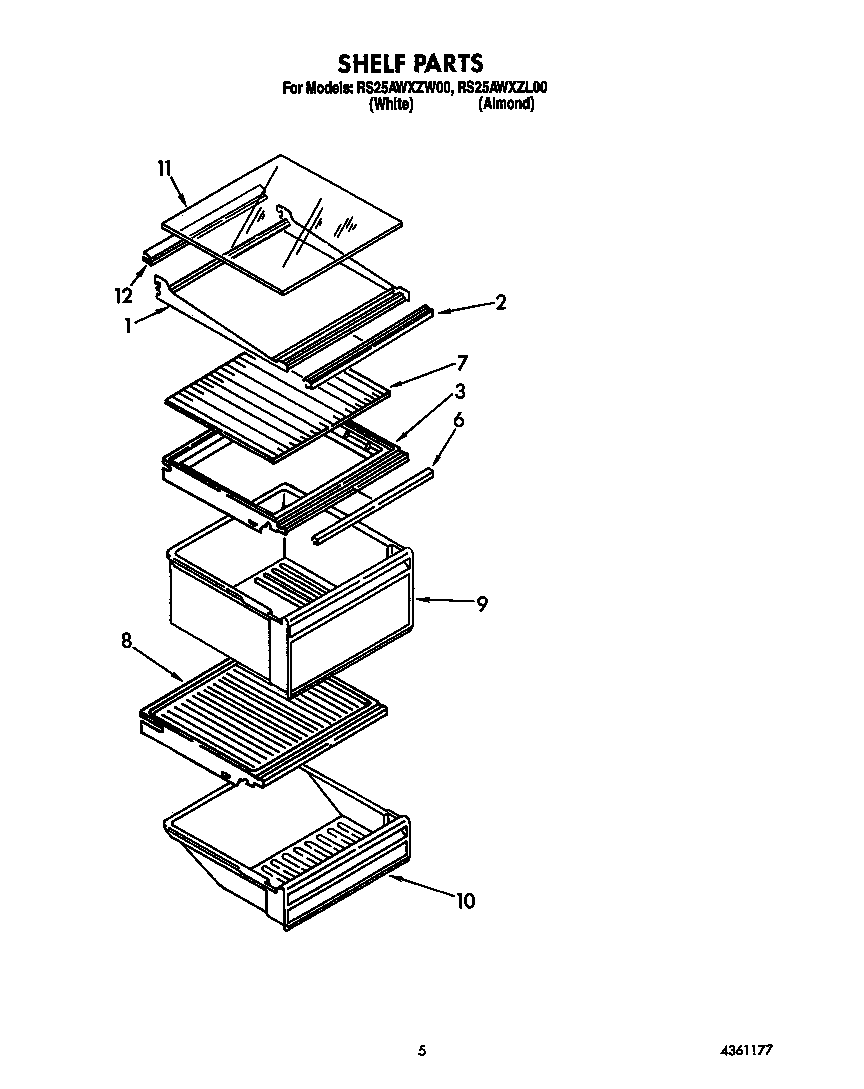 Roper RS25AWXZW00 shelf diagram