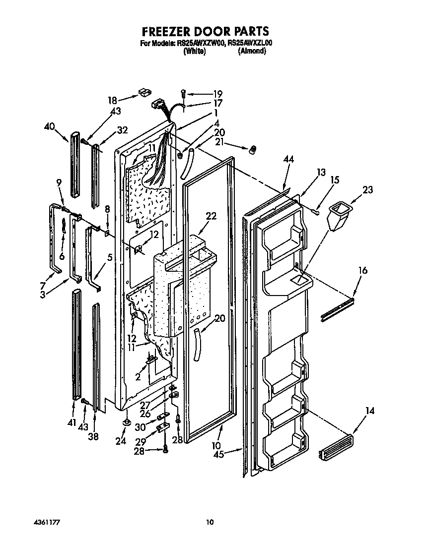 Roper RS25AWXZW00 freezer door diagram