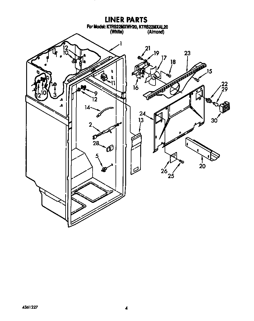 KitchenAid KTRS22MXWH20 liner diagram