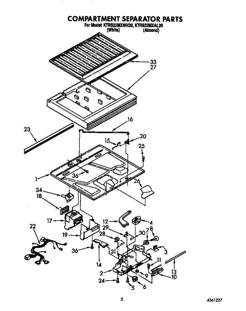 KitchenAid KTRS22MXWH20 compartment separator diagram