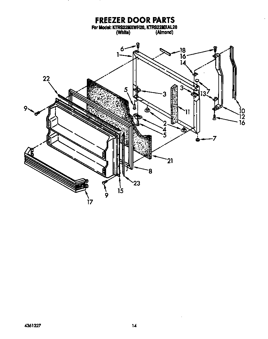 KitchenAid KTRS22MXWH20 freezer door diagram