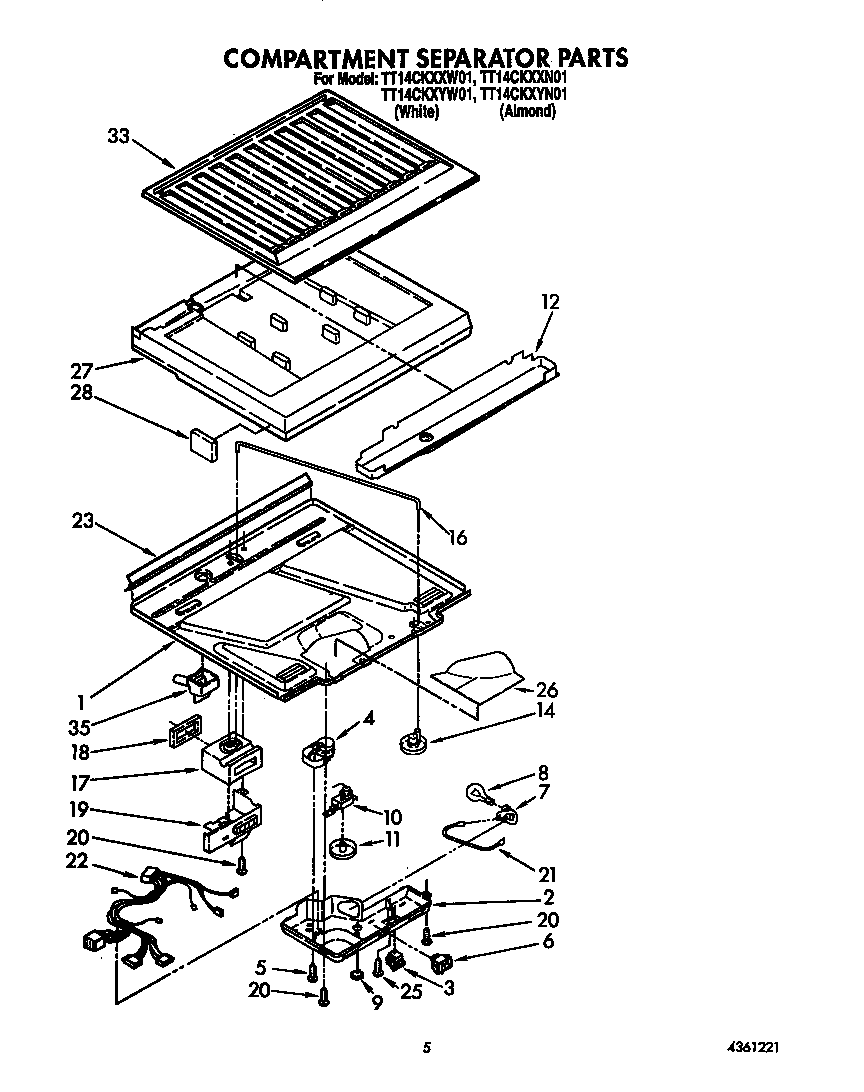 Estate TT14CKXXW01 compartment separator diagram