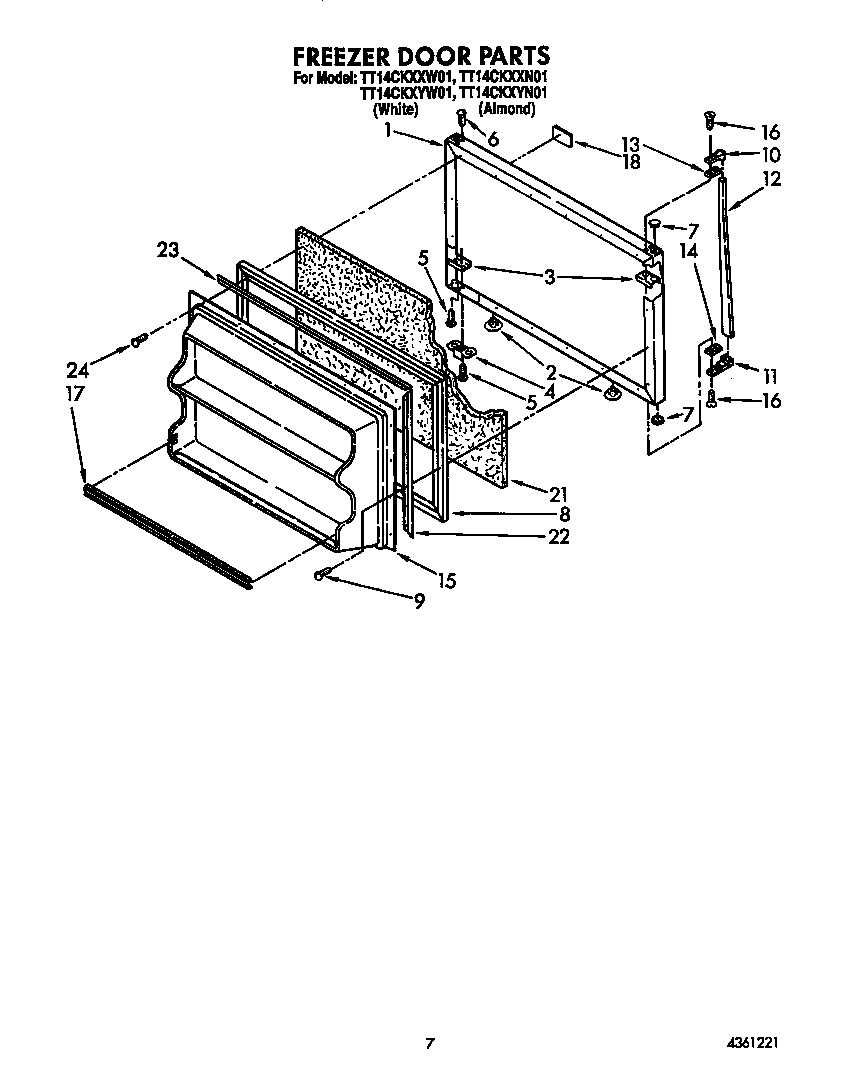 Estate TT14CKXXW01 freezer door diagram