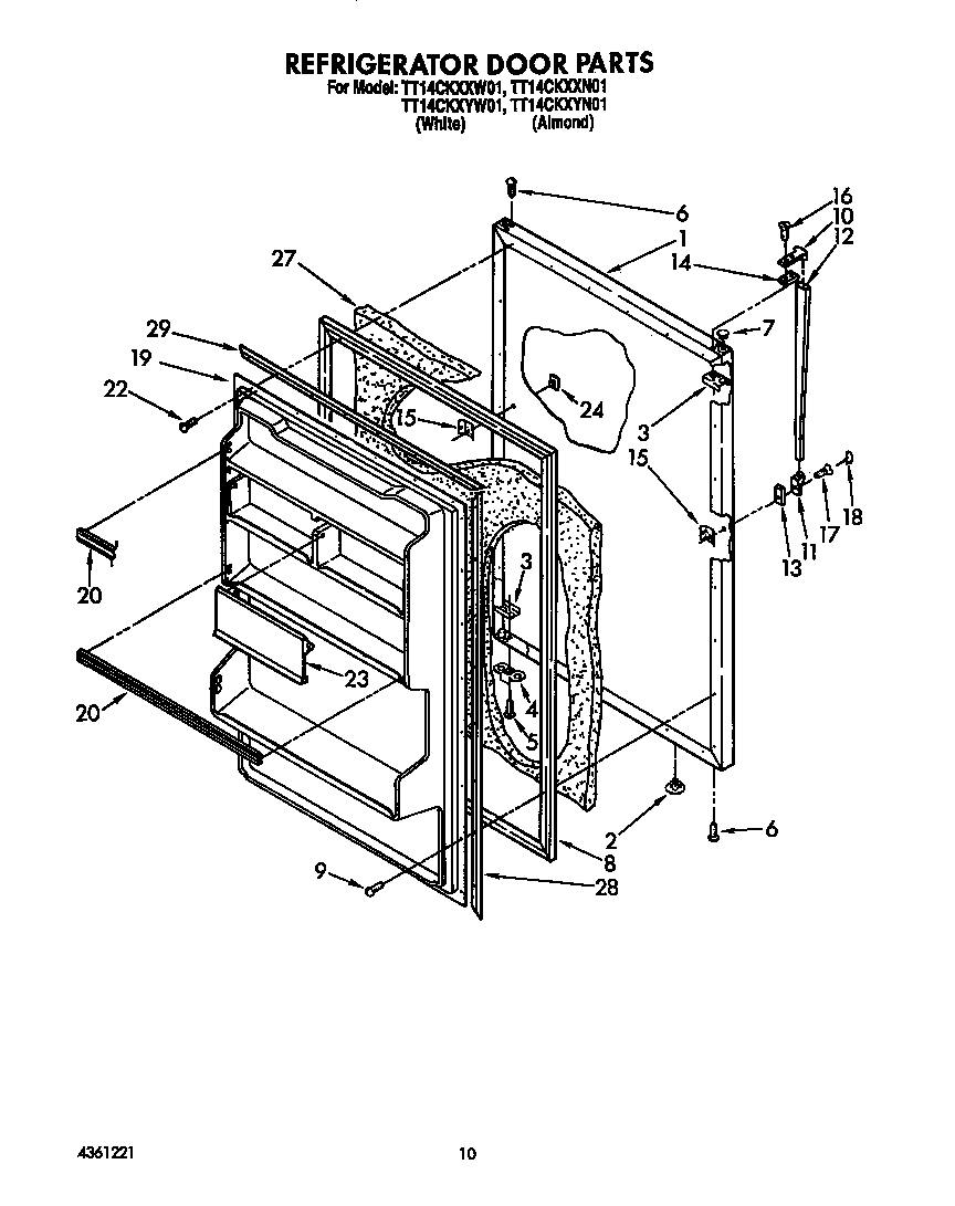 Estate TT14CKXXW01 refrigerator door diagram