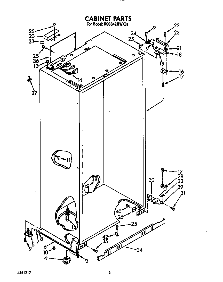 KitchenAid KSSS42MWX01 cabinet diagram