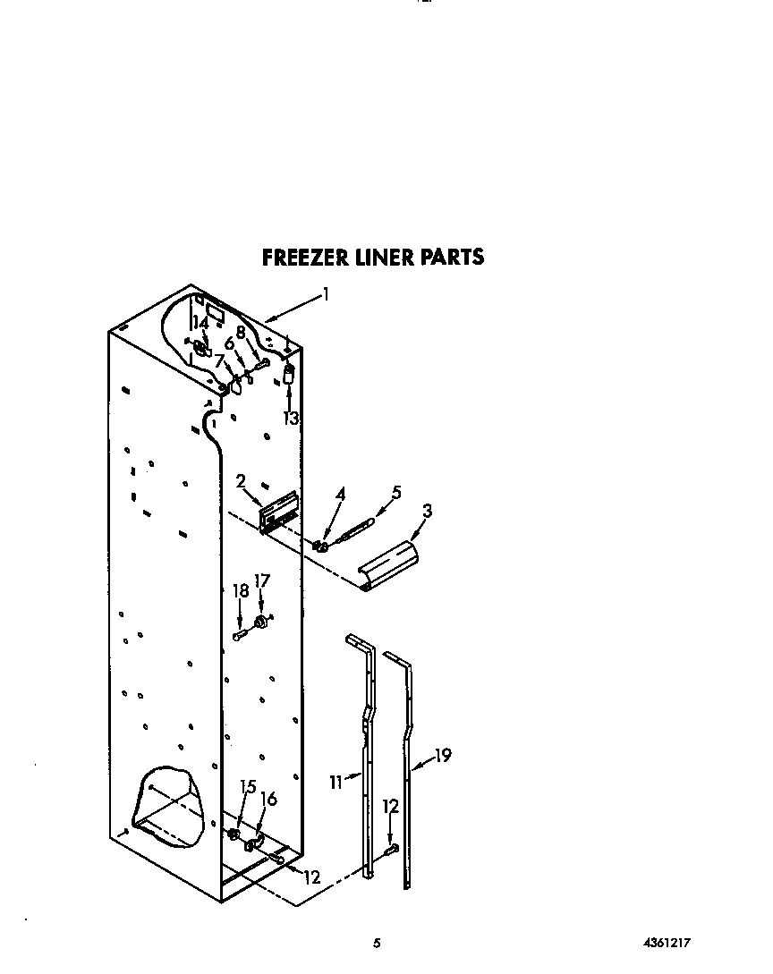 KitchenAid KSSS42MWX01 freezer liner diagram