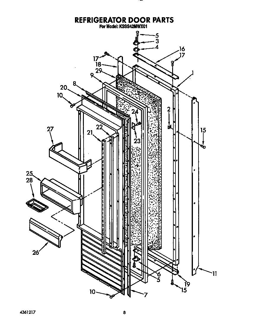 KitchenAid KSSS42MWX01 refrigerator door diagram