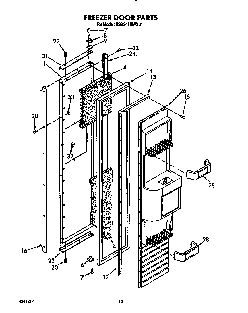 KitchenAid KSSS42MWX01 freezer door diagram