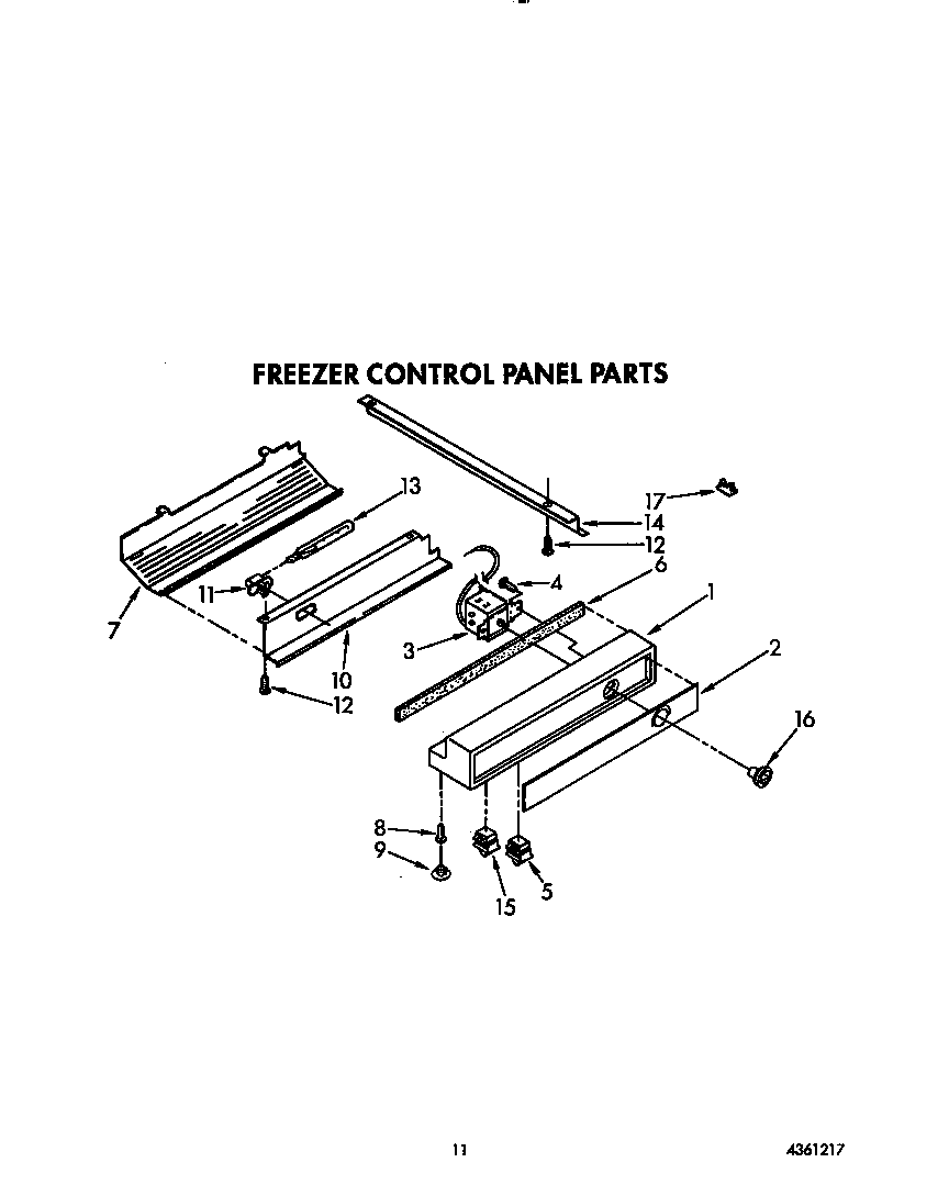 KitchenAid KSSS42MWX01 freezer control panel diagram