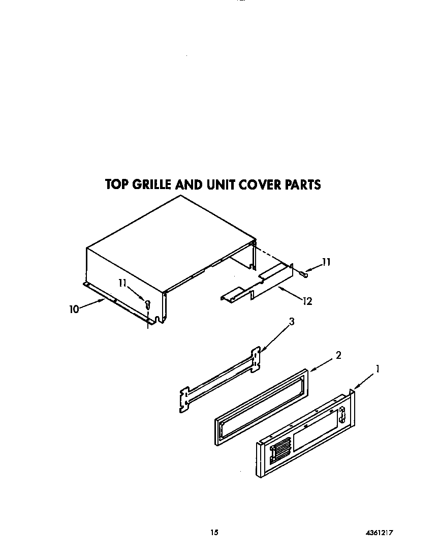 KitchenAid KSSS42MWX01 top grille and unit cover diagram