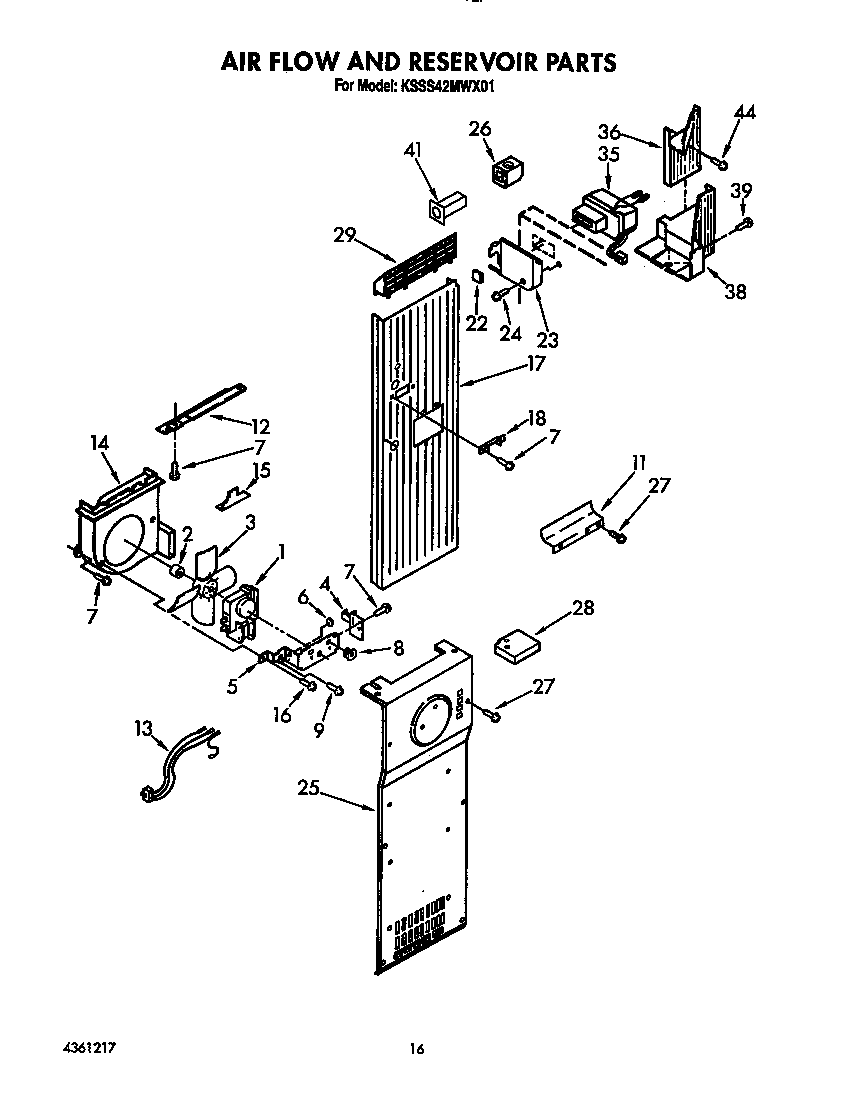 KitchenAid KSSS42MWX01 air flow and reservoir diagram
