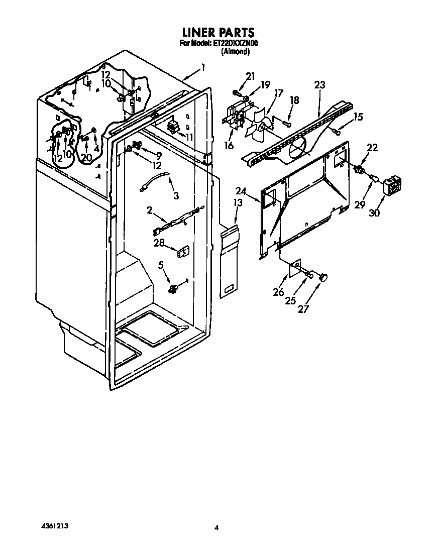 Whirlpool ET22DKXZN00 liner diagram