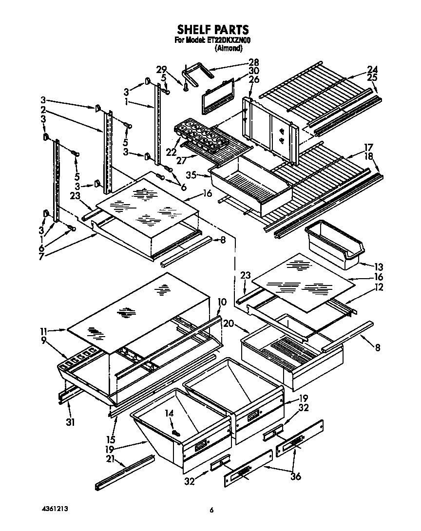 Whirlpool ET22DKXZN00 shelf diagram