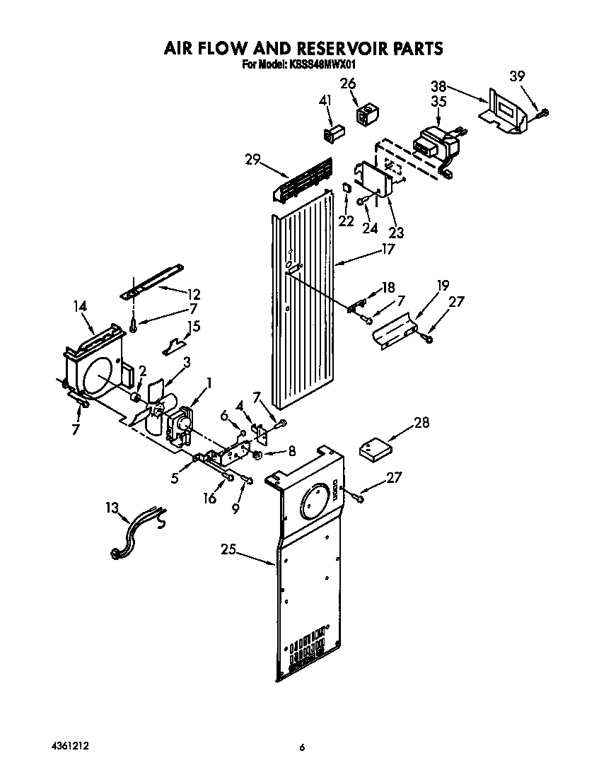 KitchenAid KSSS48MWX01 air flow and reservoir diagram