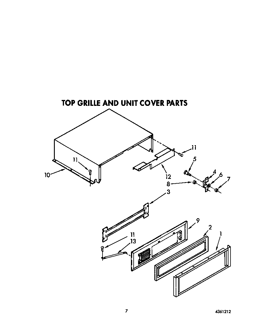 KitchenAid KSSS48MWX01 top grille and unit cover diagram