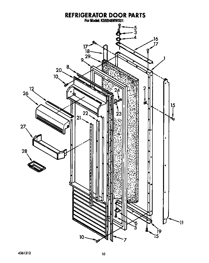 KitchenAid KSSS48MWX01 refrigerator door diagram