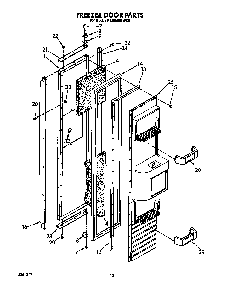 KitchenAid KSSS48MWX01 freezer door diagram