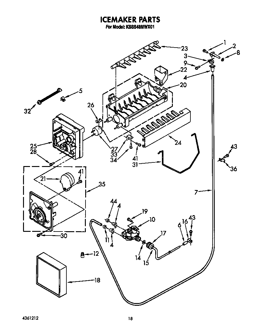 KitchenAid KSSS48MWX01 icemaker diagram