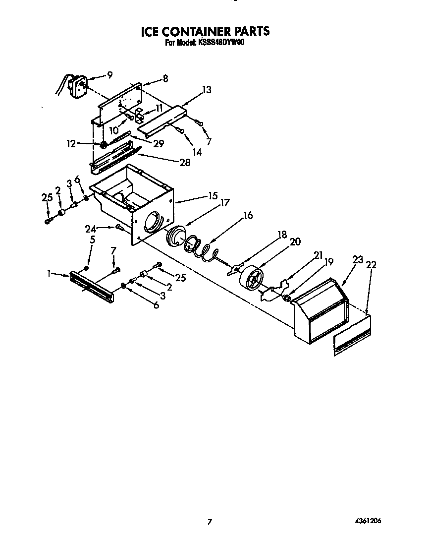 KitchenAid KSSS48DYW00 ice container diagram