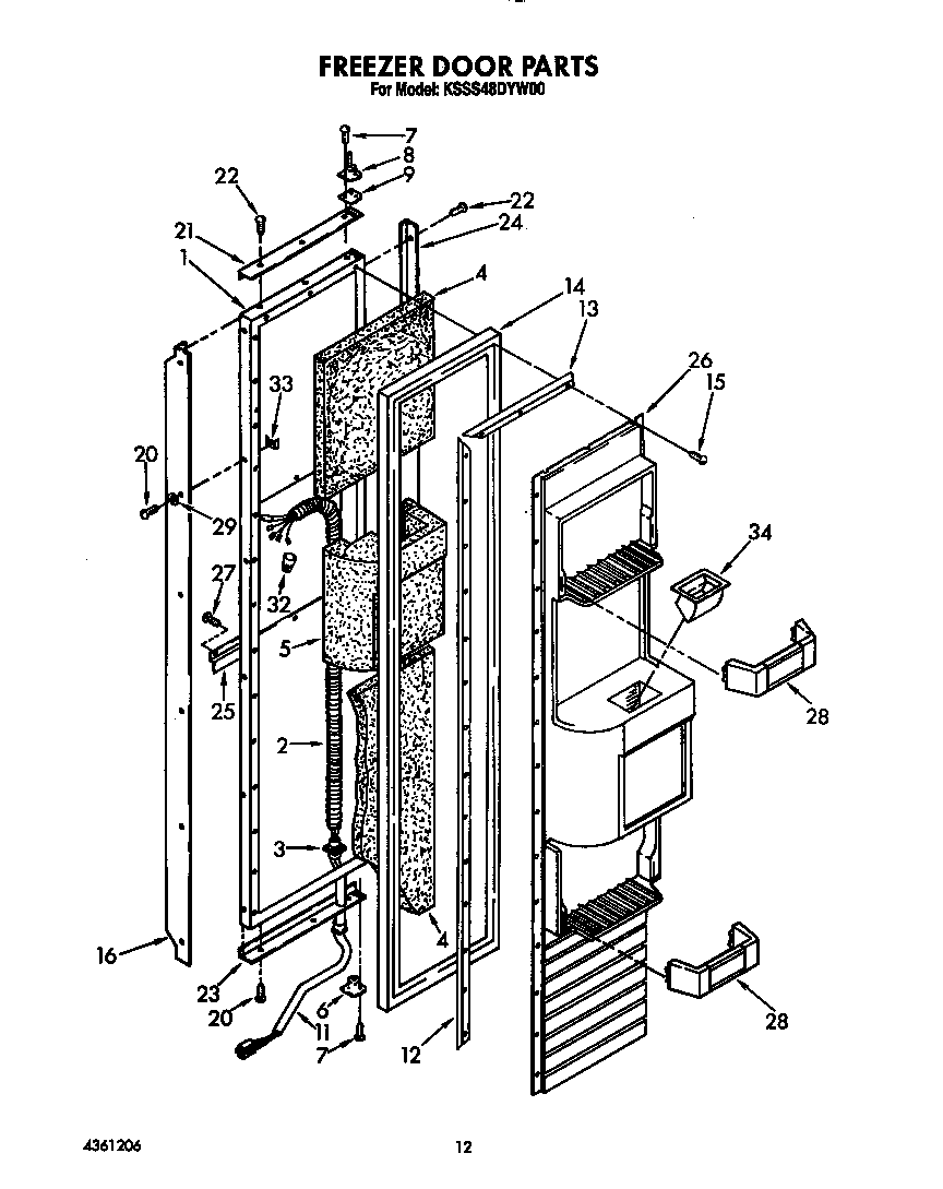 KitchenAid KSSS48DYW00 freezer door diagram