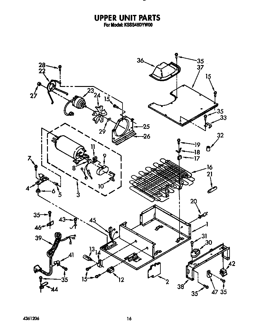 KitchenAid KSSS48DYW00 upper unit diagram