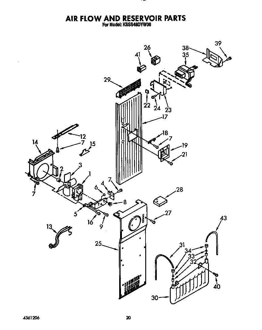KitchenAid KSSS48DYW00 air flow and reservoir diagram
