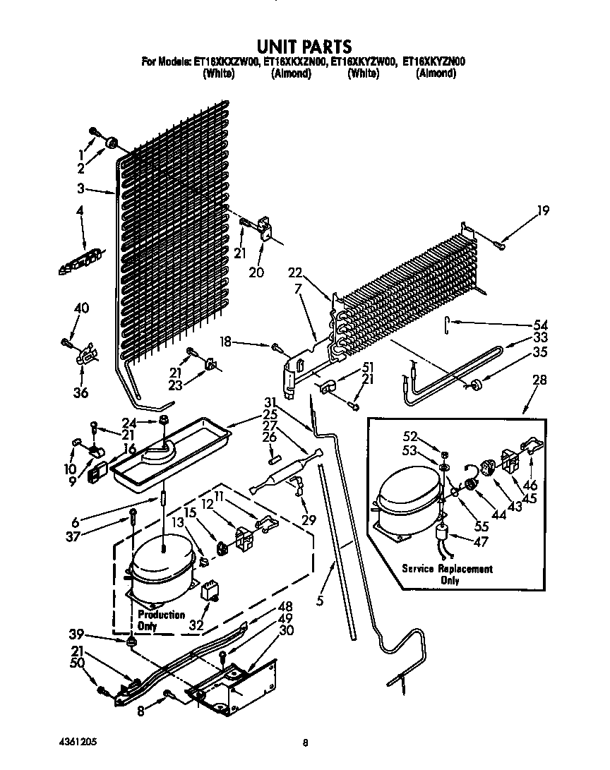 Whirlpool ET16XKXZW00 unit diagram