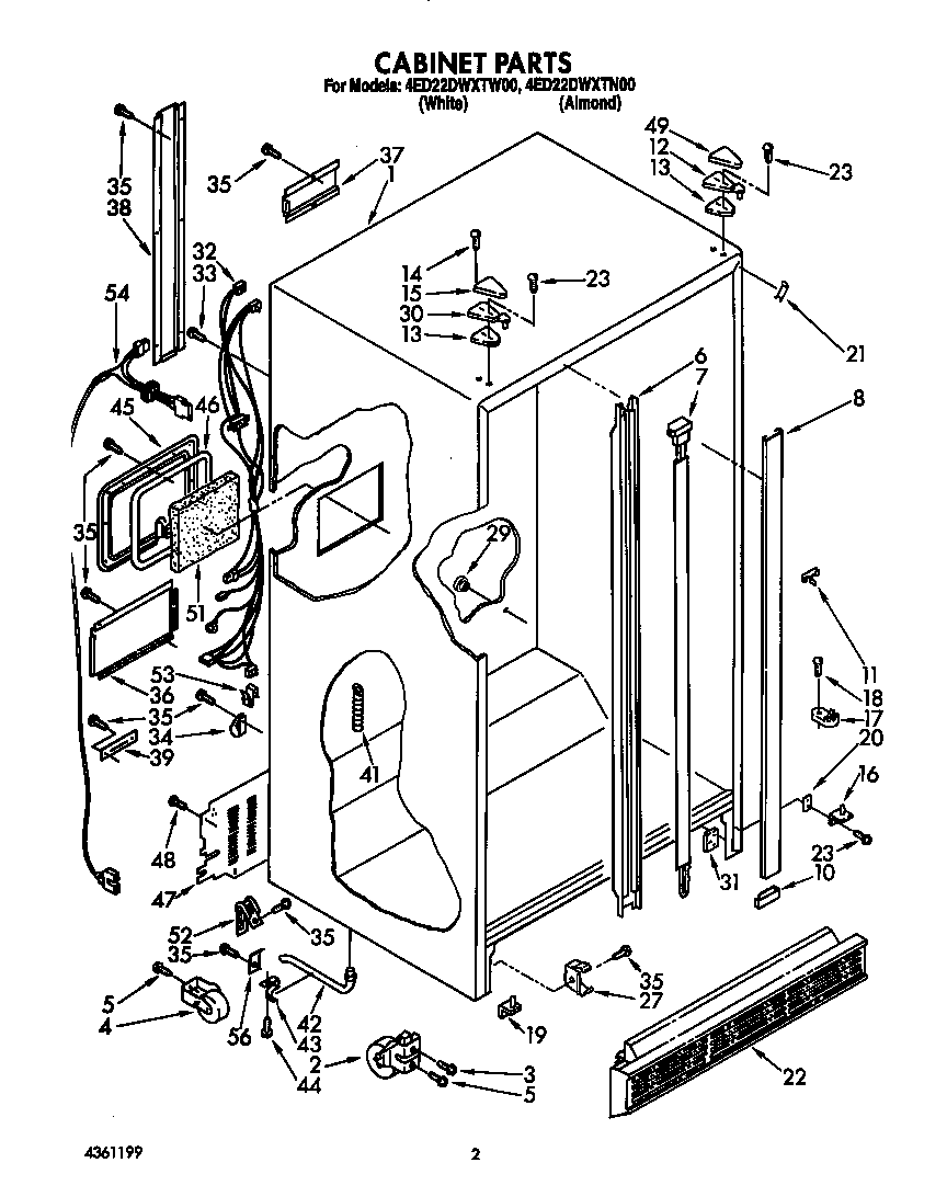 Whirlpool 4ED22DWXTW00 cabinet diagram